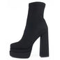 Winter Boots Lady Boots-Women Shoes Zipper Luxury Designer Rubber High Heel Ankle Fashion Rome Solid PU Basic Square Toe