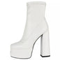 Winter Boots Lady Boots-Women Shoes Zipper Luxury Designer Rubber High Heel Ankle Fashion Rome Solid PU Basic Square Toe
