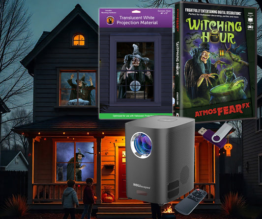 HoliScapes® USB Projector Kit - Witching Hour + Projector + 48" x 72" Projection Screen