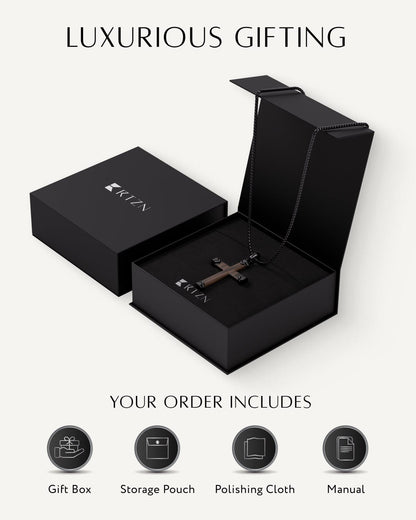 Ebony Wood Cross Pendant (Black)