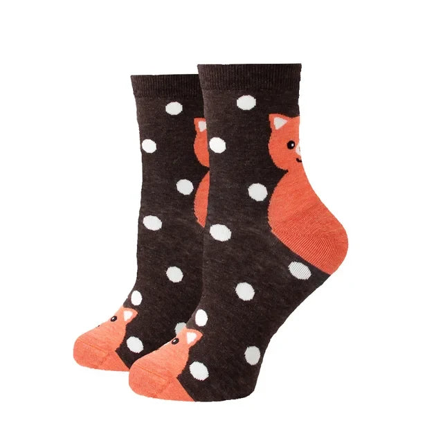 Women Socks New Funny Cute Cartoon Animal Cat Dog Parrot Novelty