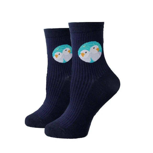 Women Socks New Funny Cute Cartoon Animal Cat Dog Parrot Novelty