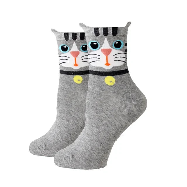 Women Socks New Funny Cute Cartoon Animal Cat Dog Parrot Novelty