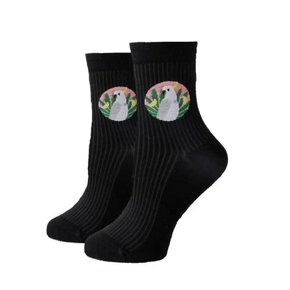 Women Socks New Funny Cute Cartoon Animal Cat Dog Parrot Novelty