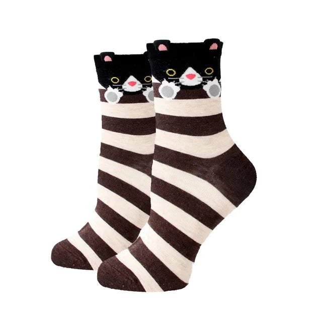 Women Socks New Funny Cute Cartoon Animal Cat Dog Parrot Novelty