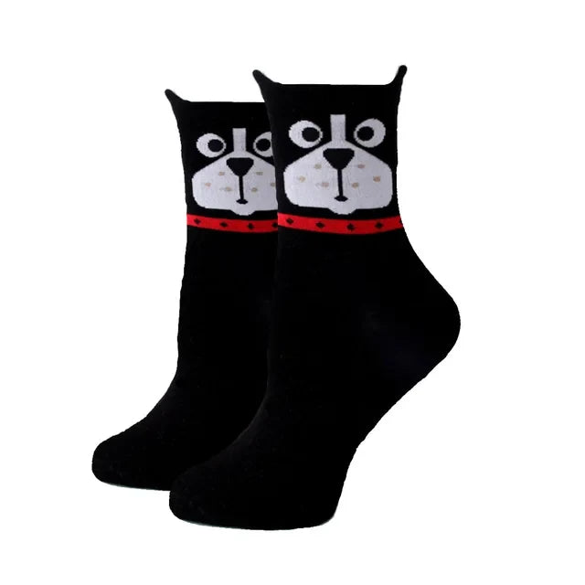 Women Socks New Funny Cute Cartoon Animal Cat Dog Parrot Novelty