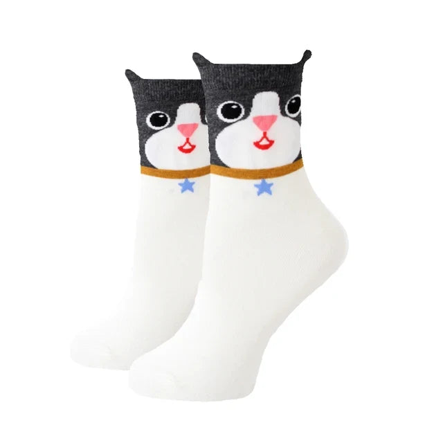 Women Socks New Funny Cute Cartoon Animal Cat Dog Parrot Novelty