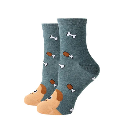 Women Socks New Funny Cute Cartoon Animal Cat Dog Parrot Novelty