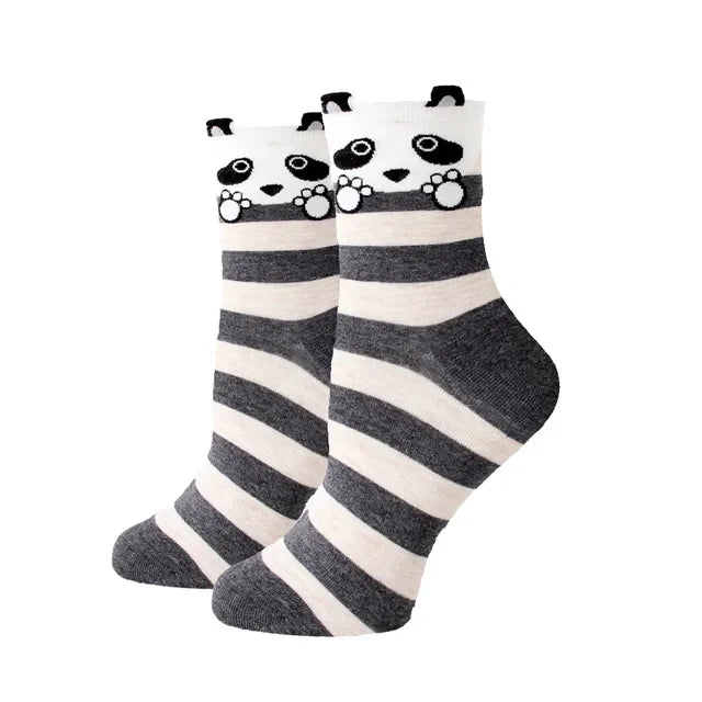 Women Socks New Funny Cute Cartoon Animal Cat Dog Parrot Novelty