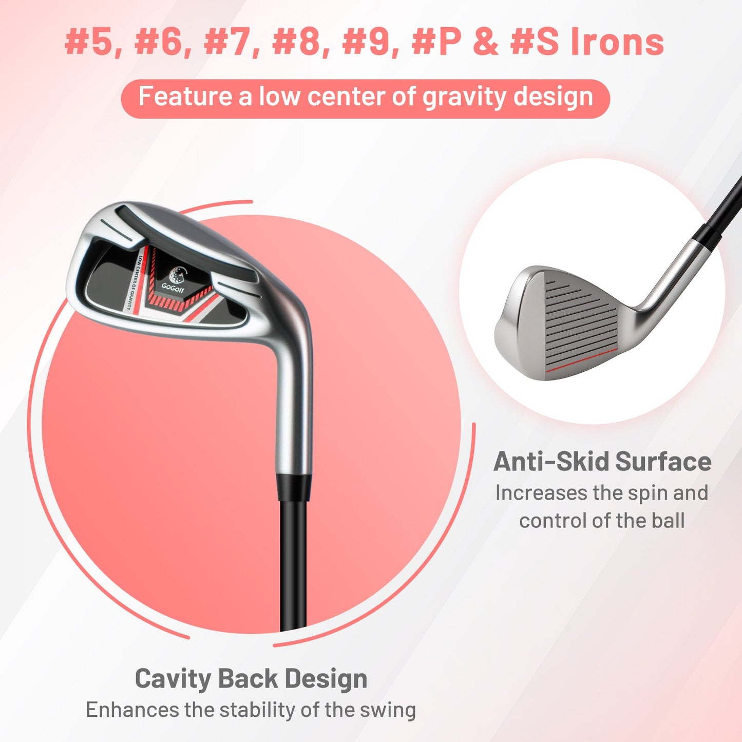 Women's Complete Golf Clubs and Bag Set with Headcovers and Putter-Red