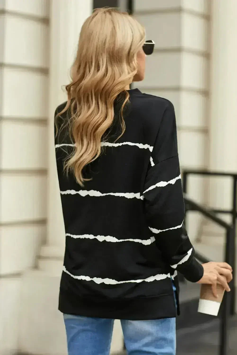 Womens Tie-dye Stripes Black Sweatshirt