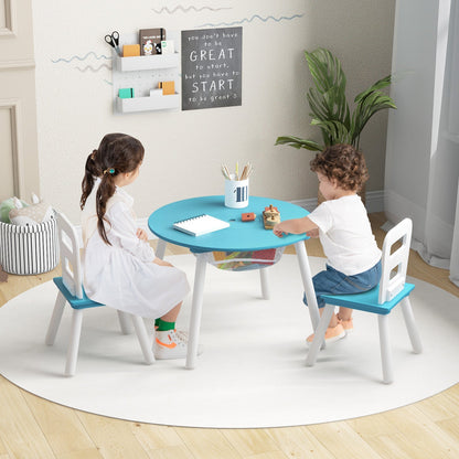 Kids Table and Chair Set with Mesh Storage - 3 Piece