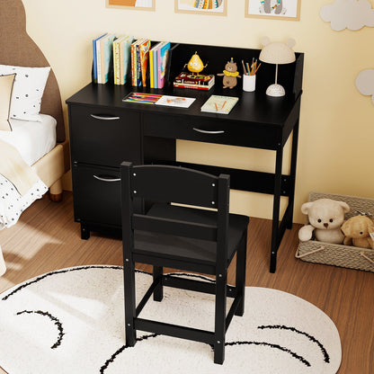 Wooden Kids Study Desk and Chair Set Student Workstation