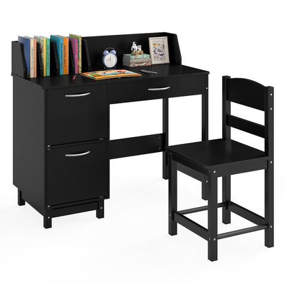 Wooden Kids Study Desk and Chair Set Student Workstation