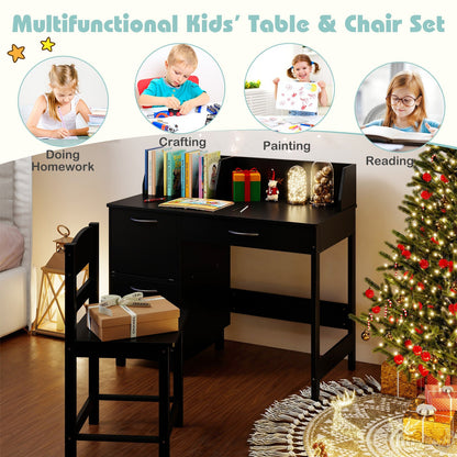 Wooden Kids Study Desk and Chair Set Student Workstation