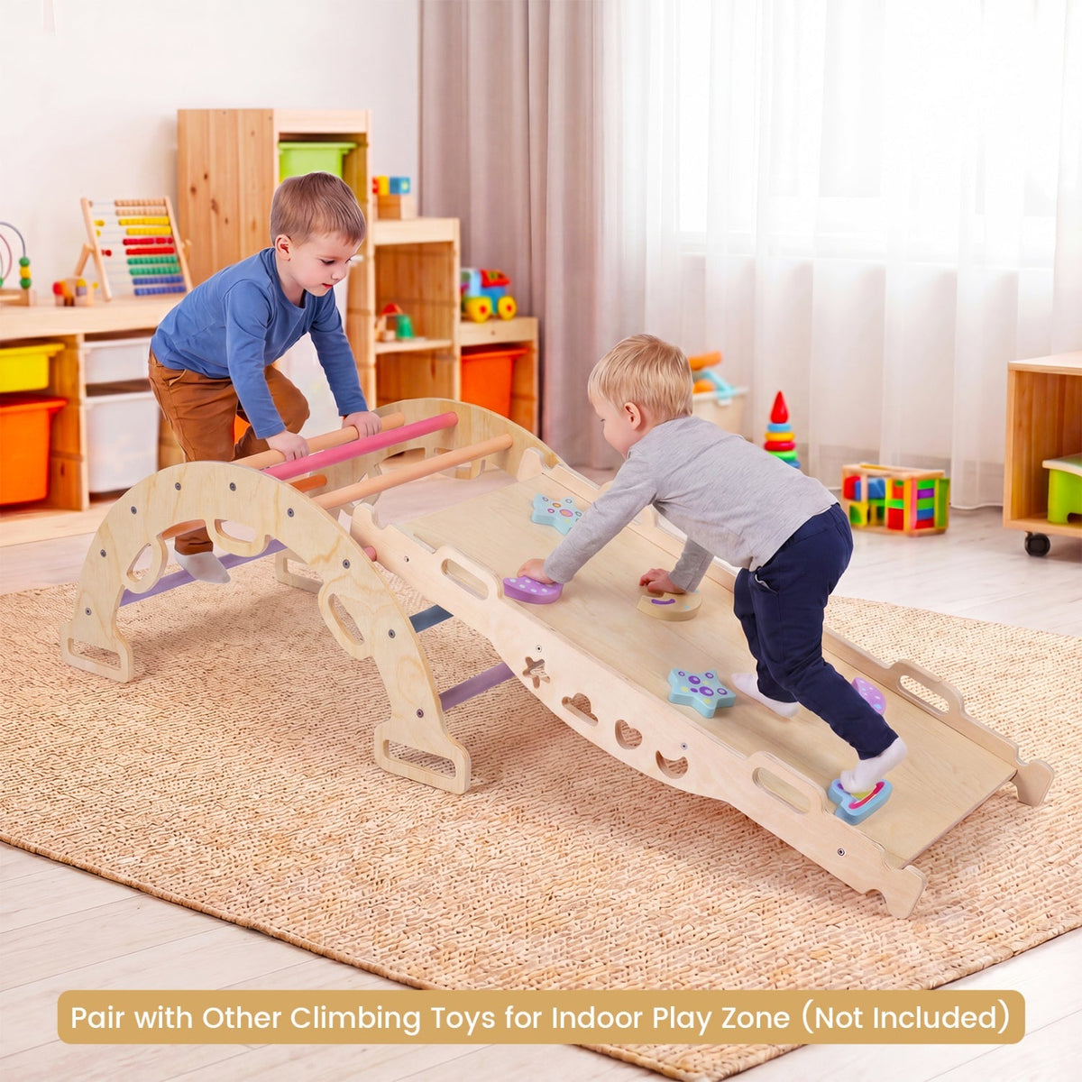Wooden Rocking Climbing Arch with Cushion 3-in-1 Montessori