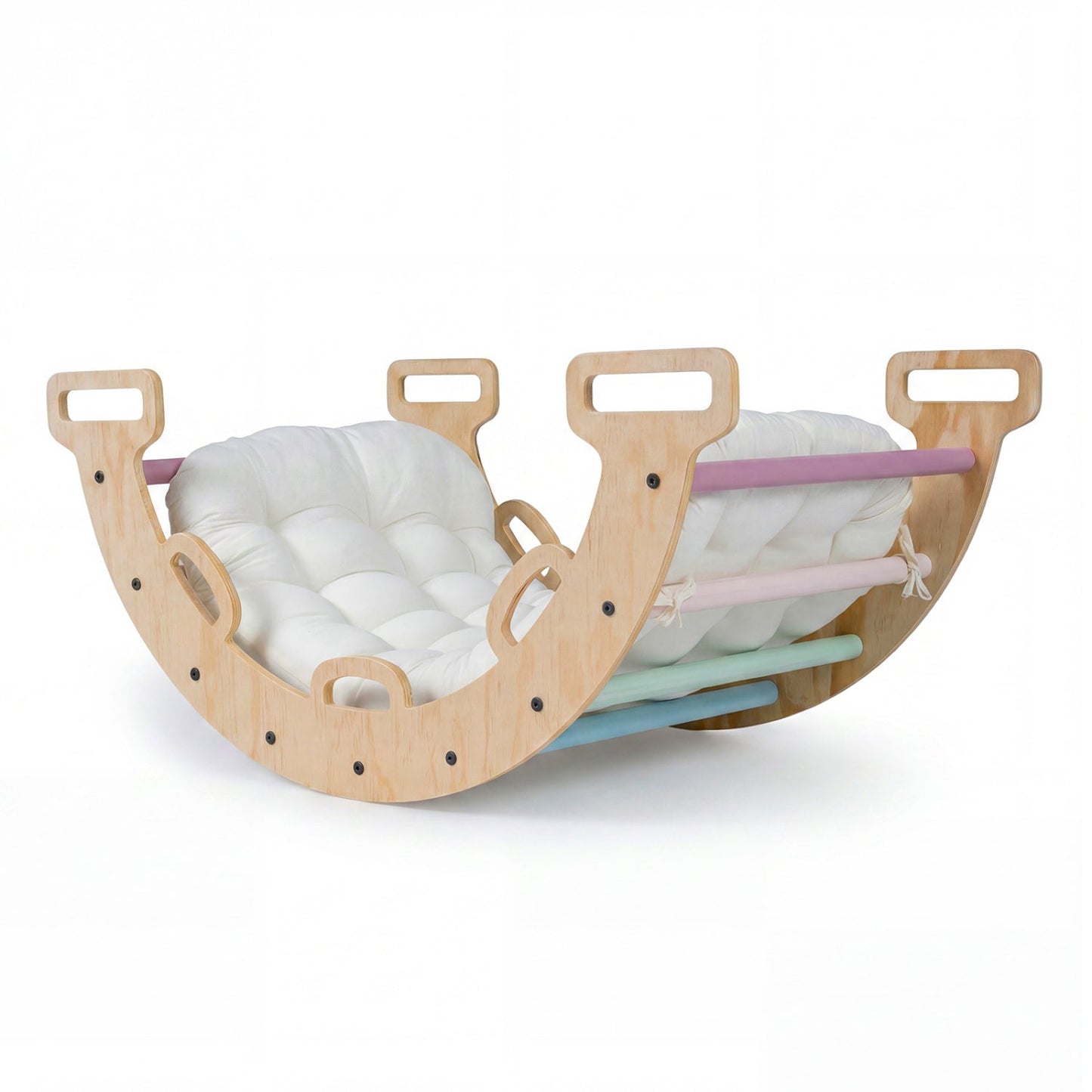 Wooden Rocking Climbing Arch with Cushion 3-in-1 Montessori