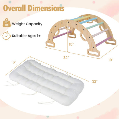 Wooden Rocking Climbing Arch with Cushion 3-in-1 Montessori