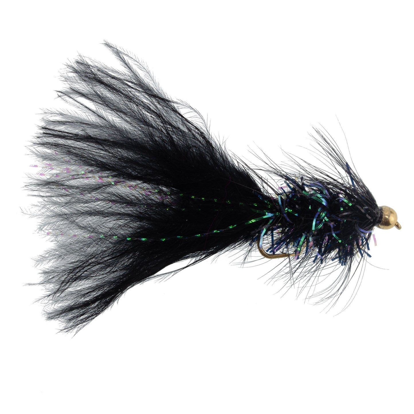 3 Pack Black Bead Head Crystal Woolly Bugger Streamer -  Size 8