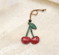 Hand-Stitched Cherry Leather Bag Charm
