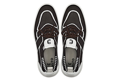 CALTO - X1342 - 2.8 Inches Taller (Mocha Brown/White) - Lace Up Casual Walker - Lightweight
