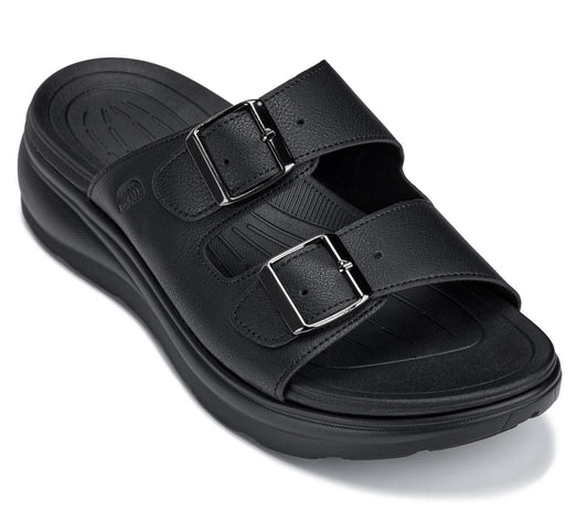 CALTO - X1660 - 2 Inches Taller (Black Buckle) - Dual Adjustable Buckle Sandal