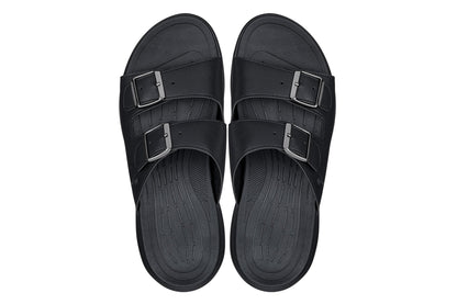 CALTO - X1660 - 2 Inches Taller (Black Buckle) - Dual Adjustable Buckle Sandal