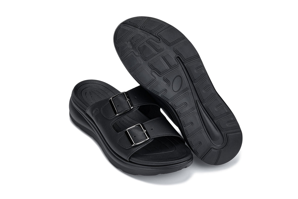 CALTO - X1660 - 2 Inches Taller (Black Buckle) - Dual Adjustable Buckle Sandal