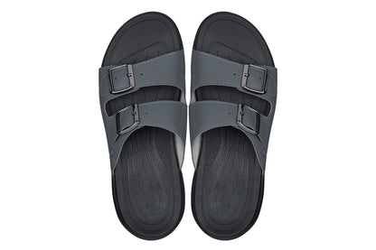 CALTO - X1661 - 2 Inches Taller (Iron Grey Buckle) - Dual Adjustable Buckle Sandals