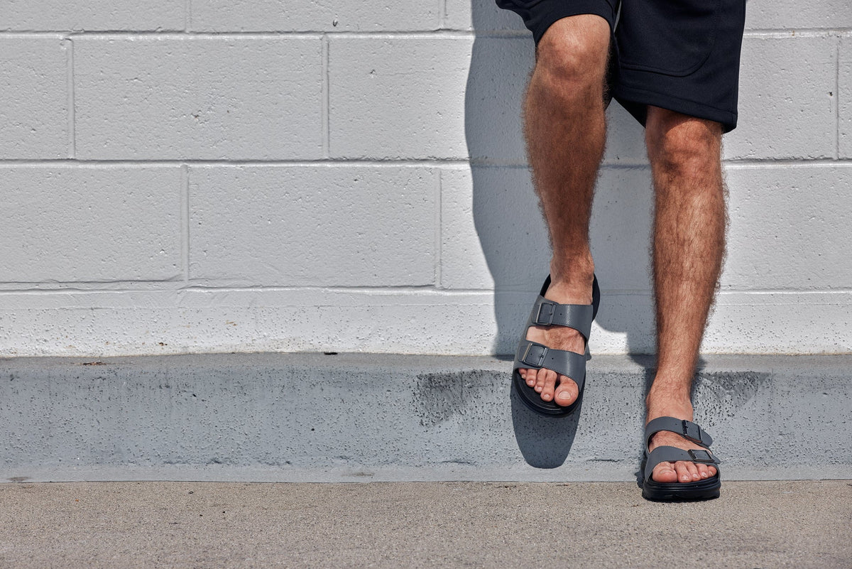 CALTO - X1661 - 2 Inches Taller (Iron Grey Buckle) - Dual Adjustable Buckle Sandals