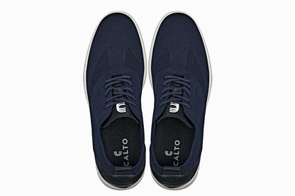 CALTO - X2214 - 2.4 Inches Taller (Night Blue/Black) - Lace Up Casual Walker - Lightweight