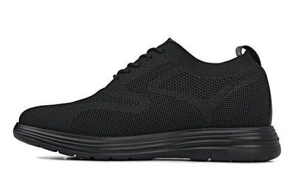 CALTO - X2631 - 2.8 Inches Taller (Black/Black Sole) - Lace Up Casual Walker - Lightweight