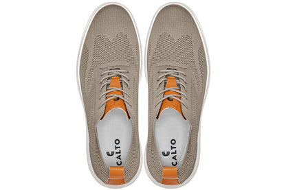 CALTO - X2639 - 2.8 Inches Taller (Khaki Green/Brown) - Lace Up Casual Walker - Lightweight