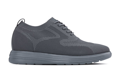 CALTO - X2641 - 2.8 Inches Taller (Iron/Dark Grey Sole) - Lace Up Casual Walker - Lightweight