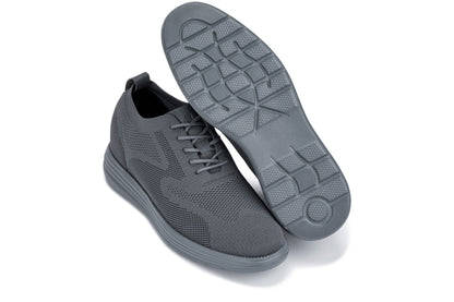 CALTO - X2641 - 2.8 Inches Taller (Iron/Dark Grey Sole) - Lace Up Casual Walker - Lightweight