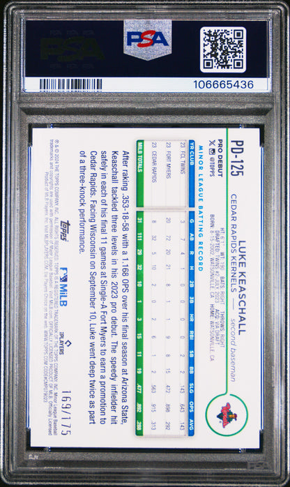 Graded 2024 Topps Pro Debut Luke Keaschall #PD125 Sparkle Foil /175 Rookie RC Baseball Card PSA 10 Gem Mint