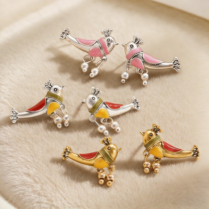 Vintage Palace Enamel Bird Earrings