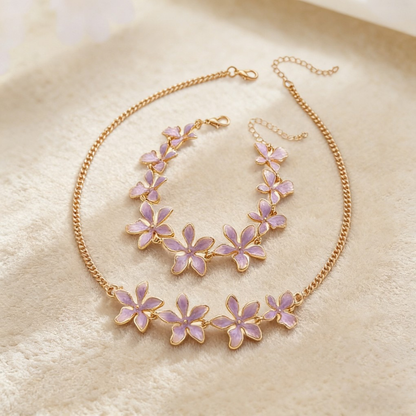 Trendy Geometric Enamel Flower Jewelry Set