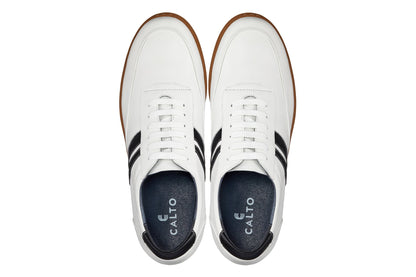 CALTO White Leather Sneakers - 2.8 inches - Y2821