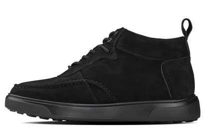CALTO - Y7113 - 2.8 Inches Taller (Black) - Nubuck Suede Moc-Toe Sneak-Boots