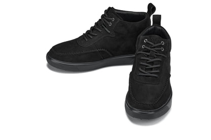 CALTO - Y7113 - 2.8 Inches Taller (Black) - Nubuck Suede Moc-Toe Sneak-Boots