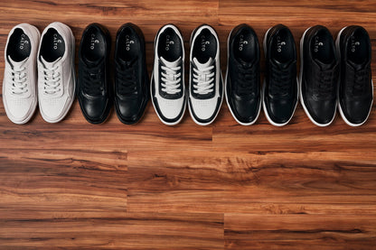 CALTO - Y7888 - 2.6 Inches Taller (Noir/Black & Gum Sole) - Elevated Leather Sneakers