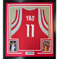 Framed Autographed/Signed Yao Ming 35x39 Houston Red Basketball Jersey Beckett BAS COA