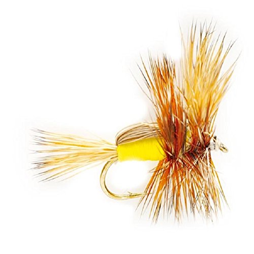 3 Pack Barbless Yellow Humpy Classic  Dry Fly - Size 16