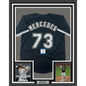 Framed Autographed/Signed Yermin Mercedes 35x39 Chicago Black Baseball Jersey Beckett BAS COA
