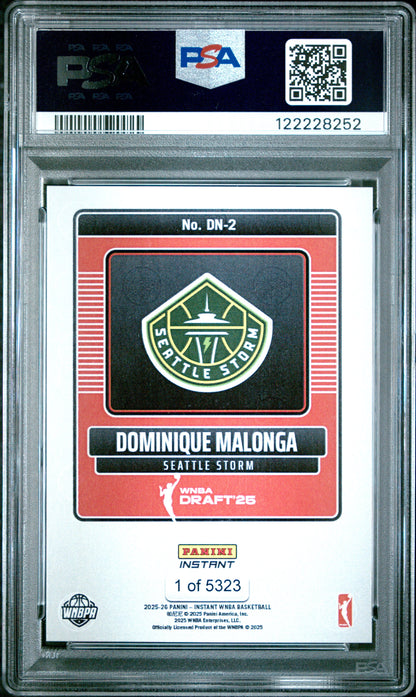 Graded 2025 Panini Instant Dominque Malonga #DN2 Draft Night Rookie RC Basketball Card PSA 10 Gem Mint