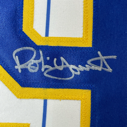 Framed Autographed/Signed Robin Yount 35x39 Milwaukee Pinstripe Baseball Jersey JSA COA