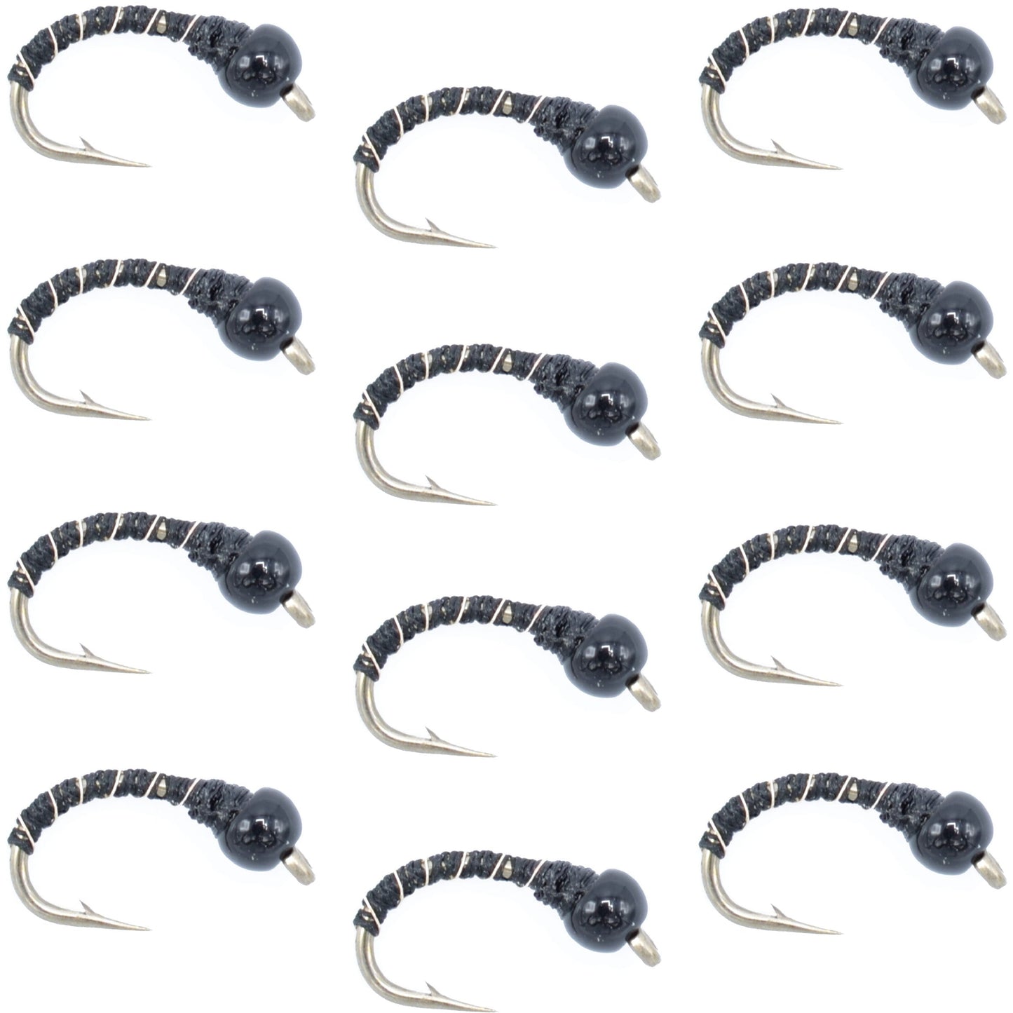 Black Zebra Midge - 1 Dozen - Size 22 - Tailwater and Lake Fishing Flies