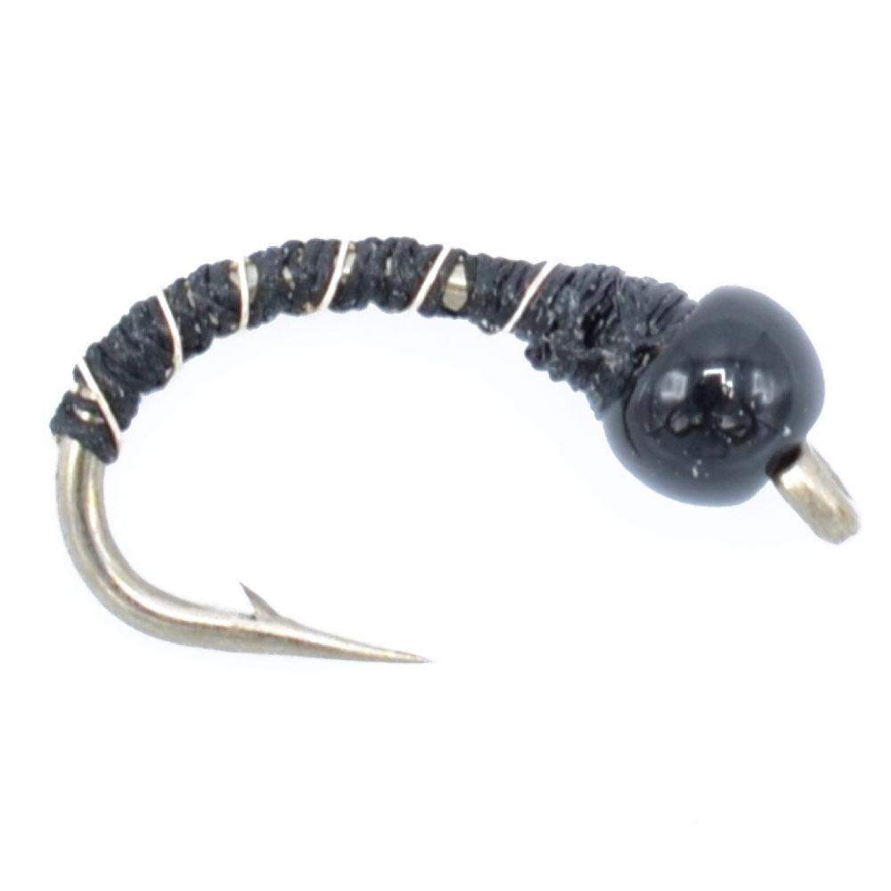 3 Pack Bead Head Black Zebra Midge Still Water Nymph Fly Hook Size 24