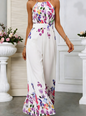 Summer Print Halter Tie-Front Wide-Leg Jumpsuit